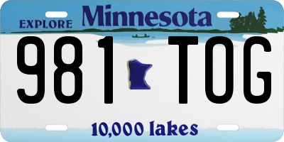 MN license plate 981TOG