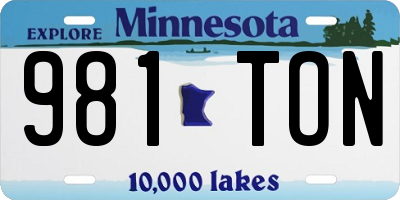 MN license plate 981TON