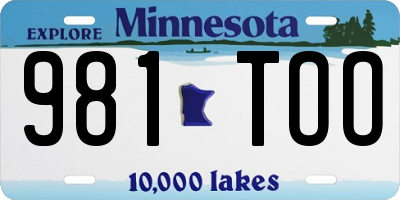 MN license plate 981TOO