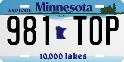 MN license plate 981TOP