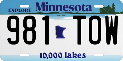 MN license plate 981TOW