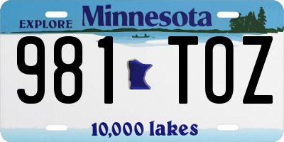 MN license plate 981TOZ