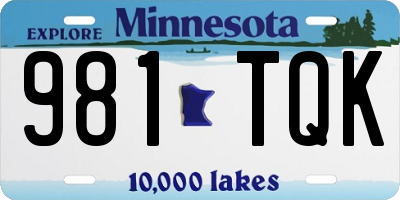 MN license plate 981TQK