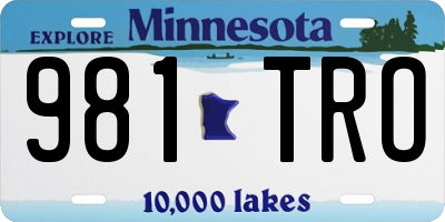 MN license plate 981TRO