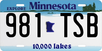 MN license plate 981TSB