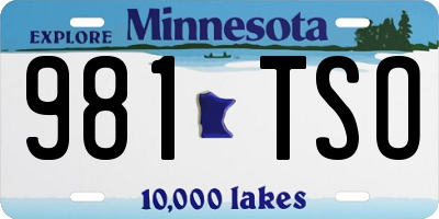 MN license plate 981TSO
