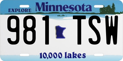 MN license plate 981TSW