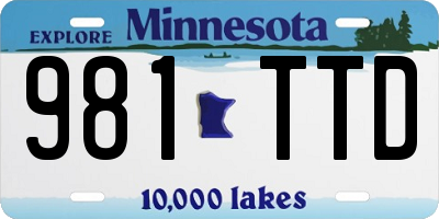 MN license plate 981TTD