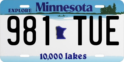 MN license plate 981TUE