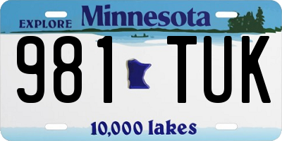 MN license plate 981TUK
