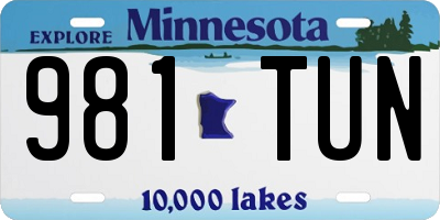 MN license plate 981TUN