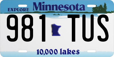 MN license plate 981TUS