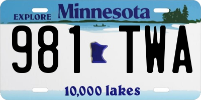 MN license plate 981TWA