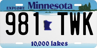 MN license plate 981TWK