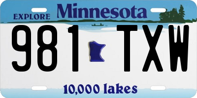 MN license plate 981TXW