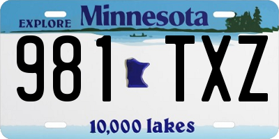MN license plate 981TXZ