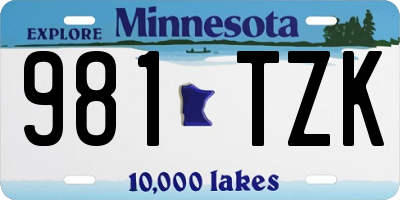 MN license plate 981TZK