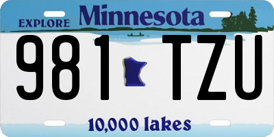 MN license plate 981TZU