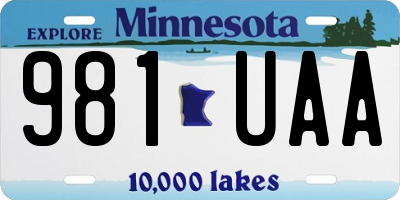 MN license plate 981UAA