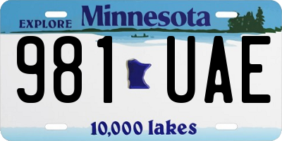 MN license plate 981UAE
