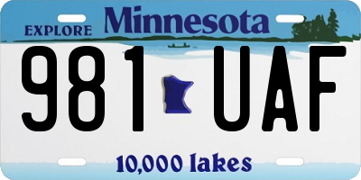 MN license plate 981UAF