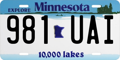MN license plate 981UAI