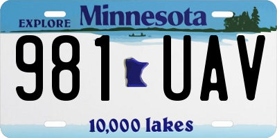 MN license plate 981UAV