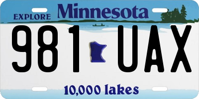MN license plate 981UAX