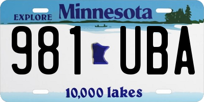 MN license plate 981UBA