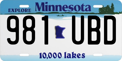MN license plate 981UBD