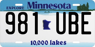 MN license plate 981UBE