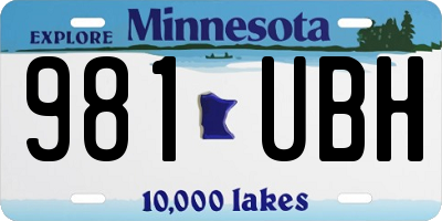 MN license plate 981UBH