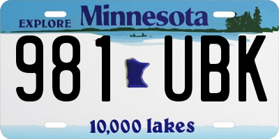 MN license plate 981UBK