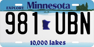 MN license plate 981UBN