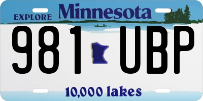 MN license plate 981UBP