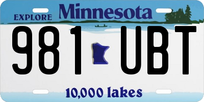 MN license plate 981UBT