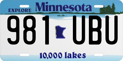 MN license plate 981UBU