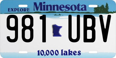 MN license plate 981UBV