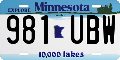 MN license plate 981UBW