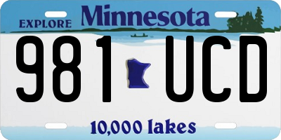 MN license plate 981UCD