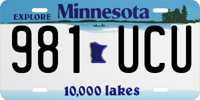 MN license plate 981UCU