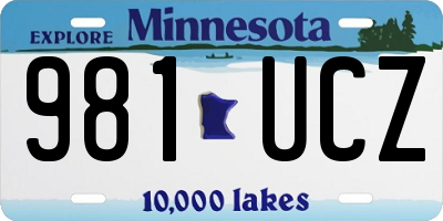 MN license plate 981UCZ