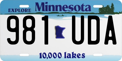 MN license plate 981UDA
