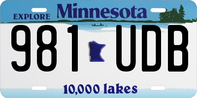 MN license plate 981UDB