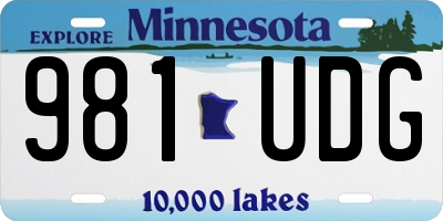 MN license plate 981UDG