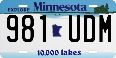 MN license plate 981UDM