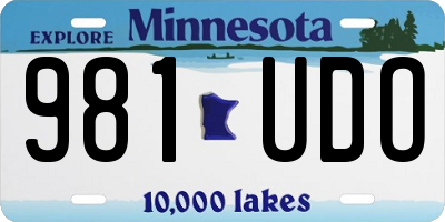 MN license plate 981UDO