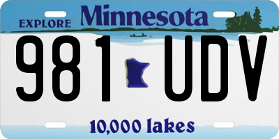 MN license plate 981UDV