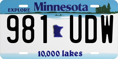 MN license plate 981UDW