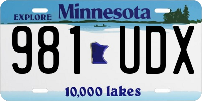 MN license plate 981UDX